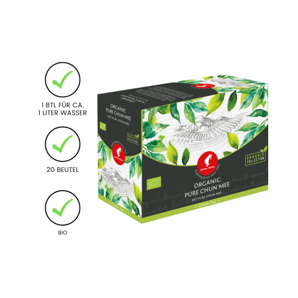 Julius Meinl Tee BIO Pure Chun Meee Big Bag (1 Beutel für ca. 1 lt. Wasser), Grüner Tee, 20 Teebeutel im Kuvert pro Packung